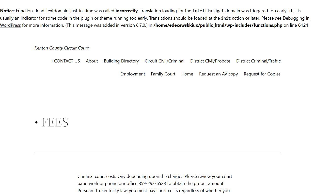 Kenton County Clerk fee schedule for court records and copies